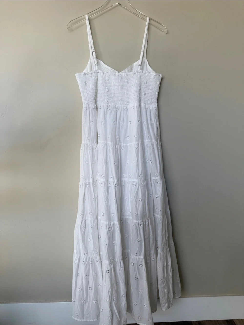 J. Crew White Coastal Tiered Cotton Midi Dress M
